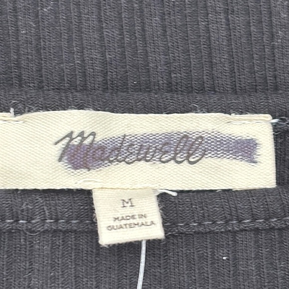 Madewell Ribbed Long-Sleeve Boatneck Top in Jet Black size M NWT NS805 - Picture 6 of 11